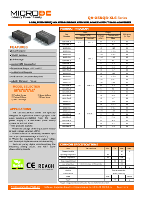 QA1215XS Datasheet PDF Microdc power Technology Co., Ltd