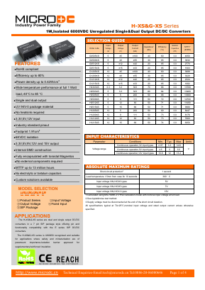 H0505XS Datasheet PDF Microdc power Technology Co., Ltd