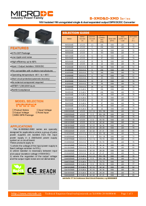 B1203XMD Datasheet PDF Microdc power Technology Co., Ltd