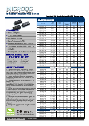 H2403XES-2W Datasheet PDF Microdc power Technology Co., Ltd