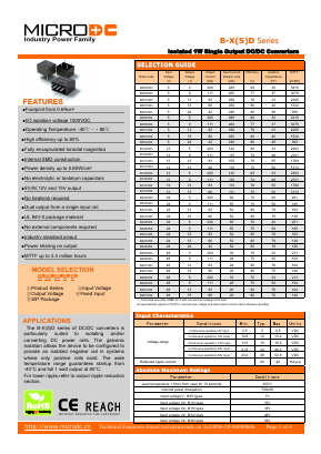 B1209XD Datasheet PDF Microdc power Technology Co., Ltd