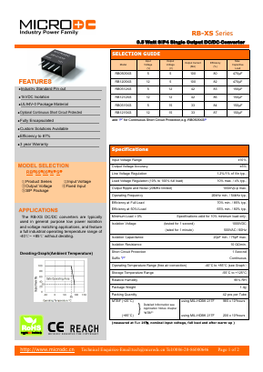 RB1212XS Datasheet PDF Microdc power Technology Co., Ltd