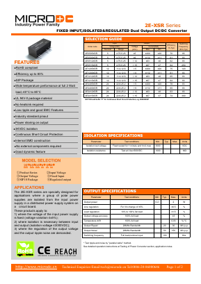 2E1209XSR Datasheet PDF Microdc power Technology Co., Ltd