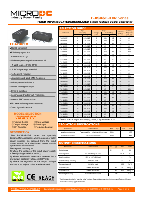 F0505XSR Datasheet PDF Microdc power Technology Co., Ltd