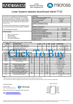 LS122 Datasheet PDF Micross Components