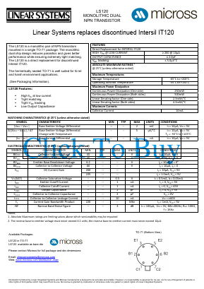 LS120_TO-71 Datasheet PDF Micross Components