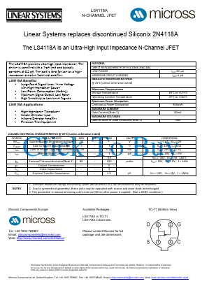 LS4118A_TO-71 Datasheet PDF Micross Components