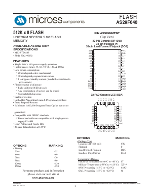 AS29F040CW-150/Q Datasheet PDF Micross Components