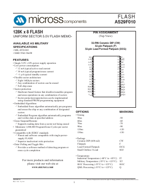 AS29F010SOJ-150/Q Datasheet PDF Micross Components