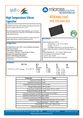 HTSC0402-22NF Datasheet PDF Micross Components