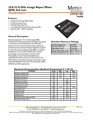 XM1001-QH Datasheet PDF Mimix Broadband