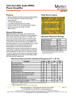 XP1017 Datasheet PDF Mimix Broadband