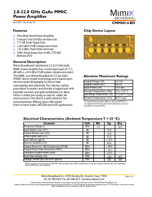 CMM0014-BD Datasheet PDF Mimix Broadband