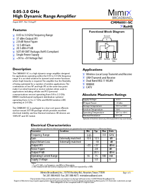 CMM6001-SC-0G00 Datasheet PDF Mimix Broadband