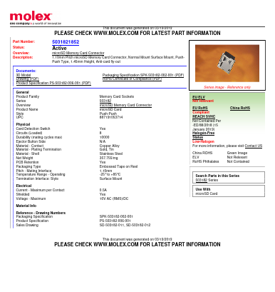 5031821852 Datasheet PDF Molex Electronics Ltd.