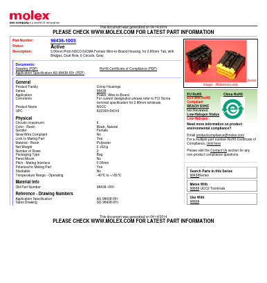 98438-1001_ Datasheet PDF Molex Connectors