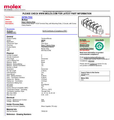 38700-7302 Datasheet PDF Molex Connectors