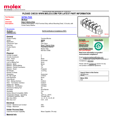 38700-7505 Datasheet PDF Molex Connectors