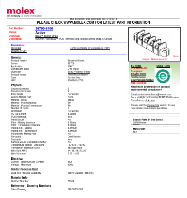 38700-6106 Datasheet PDF Molex Connectors