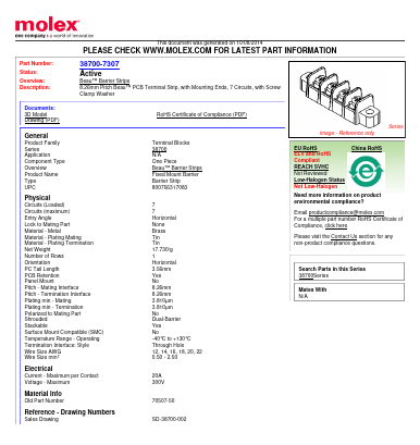 70507-50 Datasheet PDF Molex Connectors