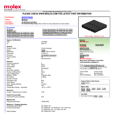 70066-0005 Datasheet PDF Molex Connectors