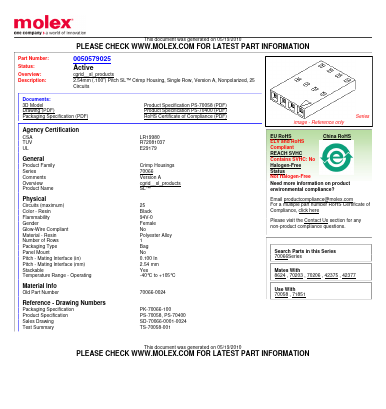 70066-0024 Datasheet PDF Molex Connectors