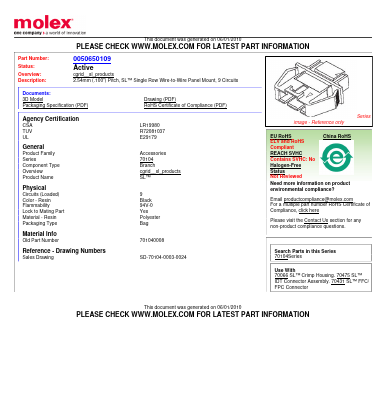 701040008 Datasheet PDF Molex Connectors