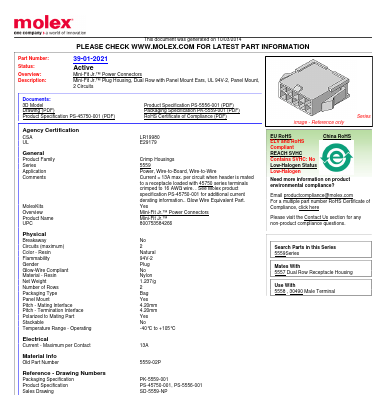 5559-02P Datasheet PDF Molex Connectors