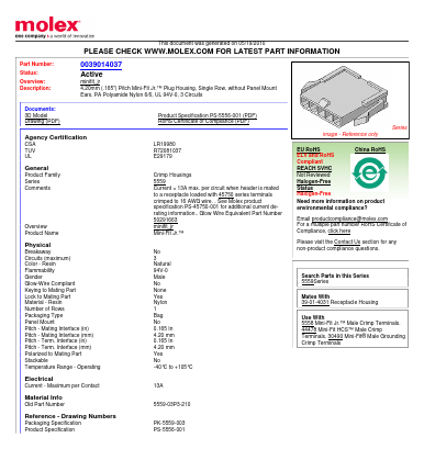 5559-03P3-210 Datasheet PDF Molex Connectors