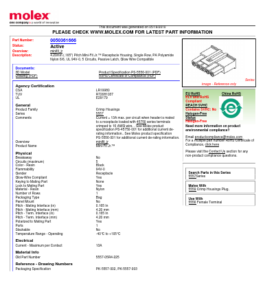 5557-05R4-225 Datasheet PDF Molex Connectors