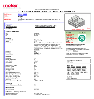 39-01-2060 Datasheet PDF Molex Connectors
