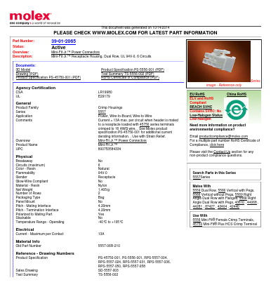 5557-06R-210 Datasheet PDF Molex Connectors