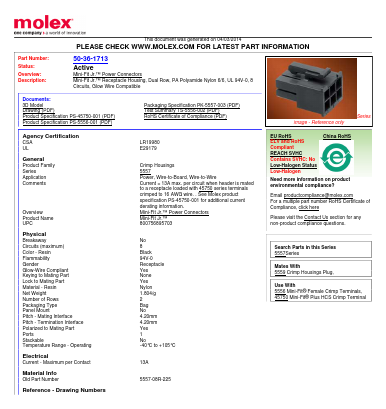 5557-08R-225 Datasheet PDF Molex Connectors