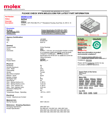 5557-10R-210 Datasheet PDF Molex Connectors