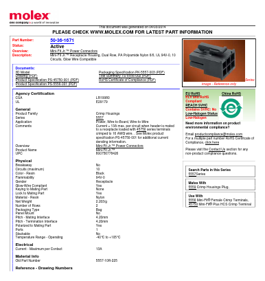 5557-10R-225 Datasheet PDF Molex Connectors