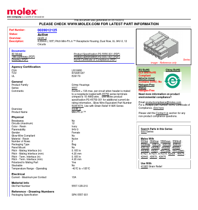 5557-12R-210 Datasheet PDF Molex Connectors