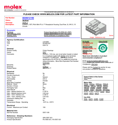 5557-16R Datasheet PDF Molex Connectors