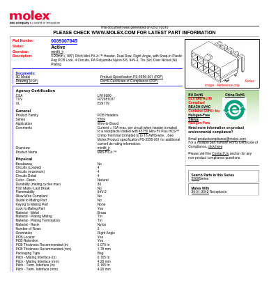 39-30-7045 Datasheet PDF Molex Connectors
