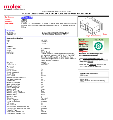 39-30-7206 Datasheet PDF Molex Connectors