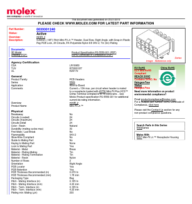 5569-24A2 Datasheet PDF Molex Connectors