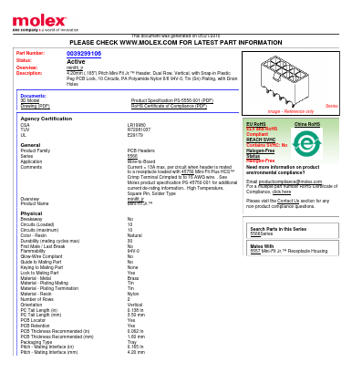 5566-10B2 Datasheet PDF Molex Connectors