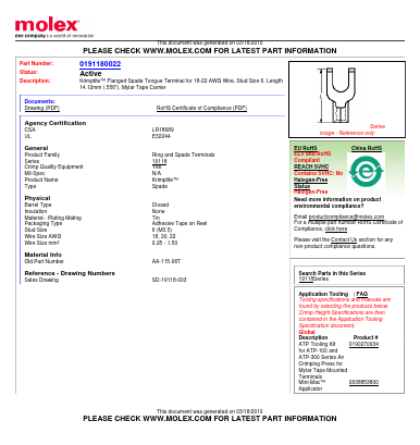 AA-115-06T Datasheet PDF Molex Connectors