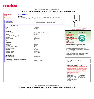 AA-115-10 Datasheet PDF Molex Connectors