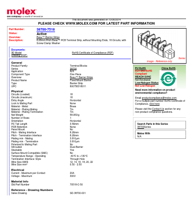 38700-7518 Datasheet PDF Molex Connectors