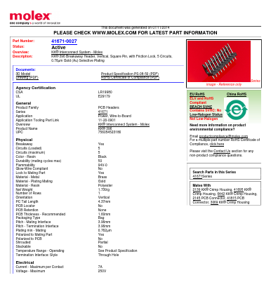 A-41671-C05A228 Datasheet PDF Molex Connectors