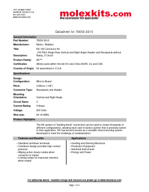 76650-0215 Datasheet PDF MolexKits