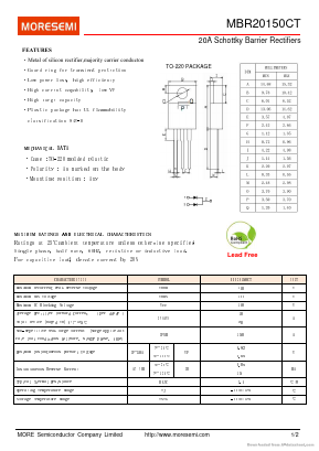 MBR20150CT Datasheet PDF MORE Semiconductor Company Limited