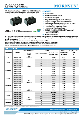 G2412S-1WR2 Datasheet PDF MORNSUN Science& Technology Ltd.