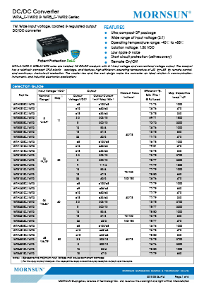 WRB2403S-1WR2 Datasheet PDF MORNSUN Science& Technology Ltd.