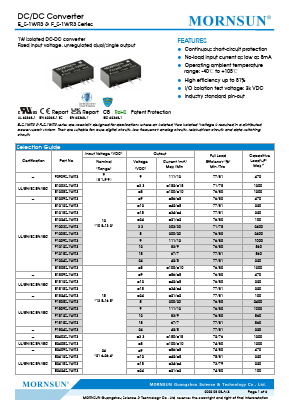 E1505S-1WR3 Datasheet PDF MORNSUN Science& Technology Ltd.